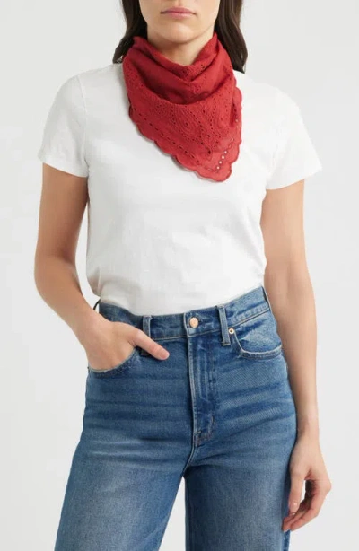 Madewell Embroidered Floral Eyelet Organic Cotton Bandana In Red