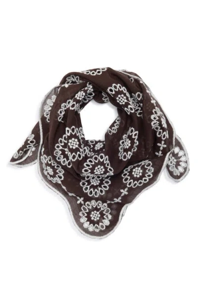 Madewell Embroidered Floral Eyelet Organic Cotton Bandana In Brown