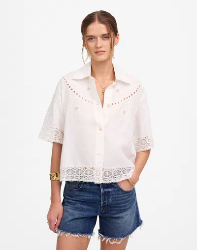 Madewell Embroidered Lace Button-up Shirt In White