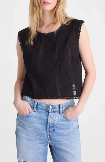 Madewell Embroidered Lace Insert Top In Black