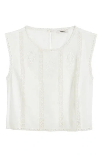Madewell Embroidered Lace Insert Top In White