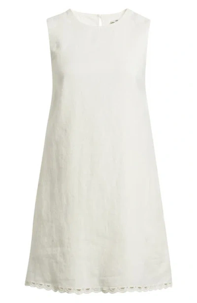 Madewell Embroidered Linen Mini Shift Dress In White
