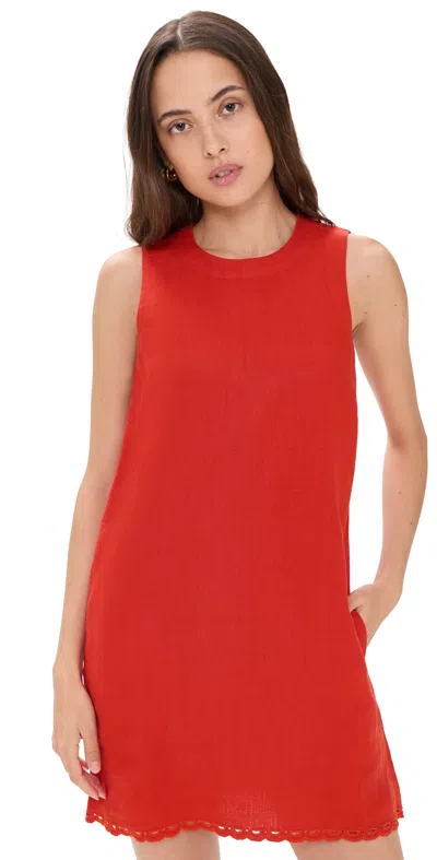 Madewell Contrast-stitch Shift Mini Dress In Linen Bright Flame