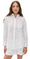 Madewell Embroidered Oversized Button Up Shirt White
