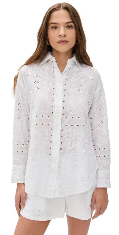 Madewell Embroidered Oversized Button Up Shirt White