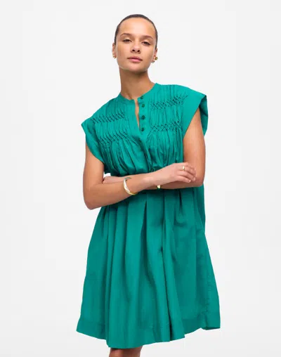 Madewell Embroidered Pleated Mini Dress