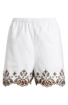 Madewell Embroidered Pull-on Shorts In Poplin In White
