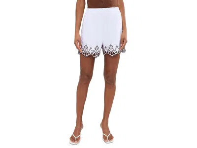 Madewell Embroidered Pull-on Shorts In Poplin In White