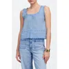 Madewell Embroidered Ruffle Trim Sleeveless Top In Peri Blue