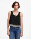 Madewell Embroidered Scalloped Tank In Black