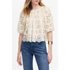 Madewell Embroidered Shirred Puff Sleeve Top