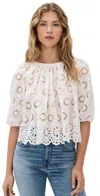 Madewell Embroidered Shirred Puff-sleeve Top Floral Eyelet In White