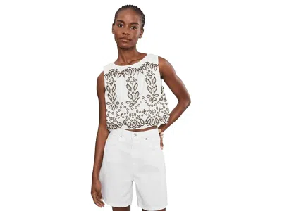 Madewell Embroidered Sleeveless Bubble Top In Poplin White Eyelet