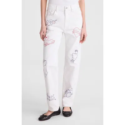 Madewell Embroidered Slim Boyfriend Jeans In White