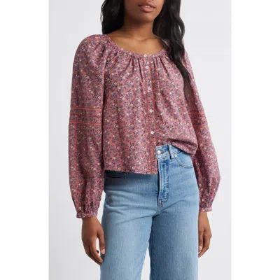 Madewell Emilina Puff Sleeve A-line Top In Pink