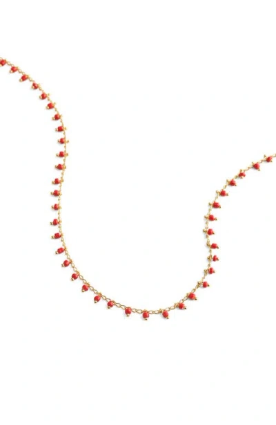 Madewell Enamel Chain Choker Necklace. In Red