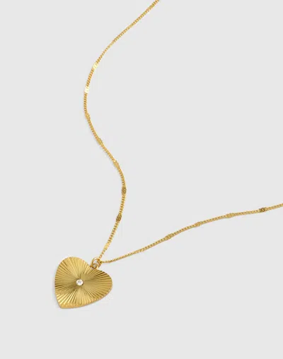 Madewell Engine Turned Heart Pendant Necklace In Gold