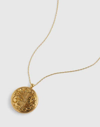 Madewell Engraved Locket Pendant Necklace In Gold