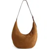 Madewell Essential Curve Shoulder Bag In Handwoven Suede