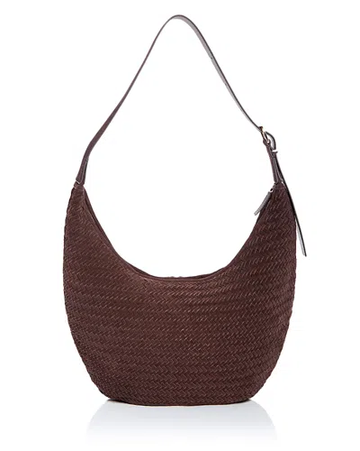 Madewell Essential Curve Suede Shoulder Bag In Brown
