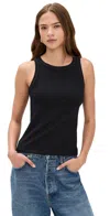 Madewell Essential High-neck Tank In Supima Rib Black In Black