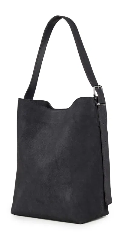 Madewell Essentials Bucket Tote Suede Charcoal Suede In Black