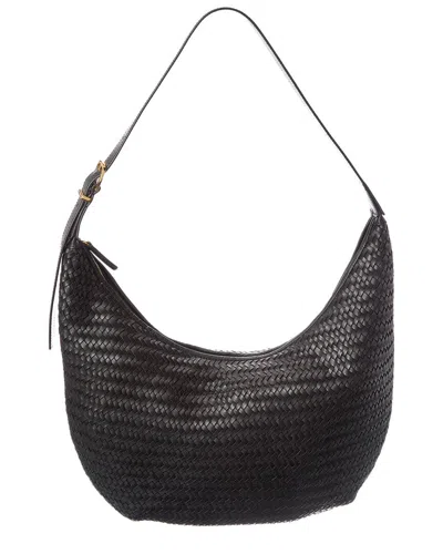 Madewell Essentials Curve Handwoven Shoulder Bag In Black