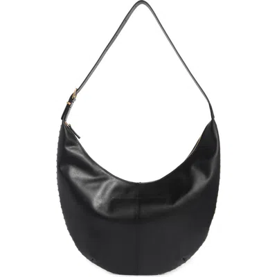 Madewell Essentials Curve Leather Shoulder Bag In Black