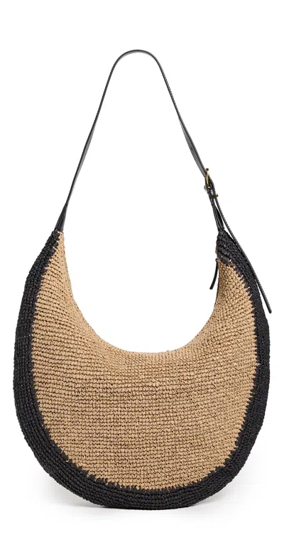 Madewell Essentials Curve Straw Shoulder Bag Natural Multi