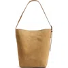 Madewell The Essential Bucket Tote In Suede In Tawny Khaki
