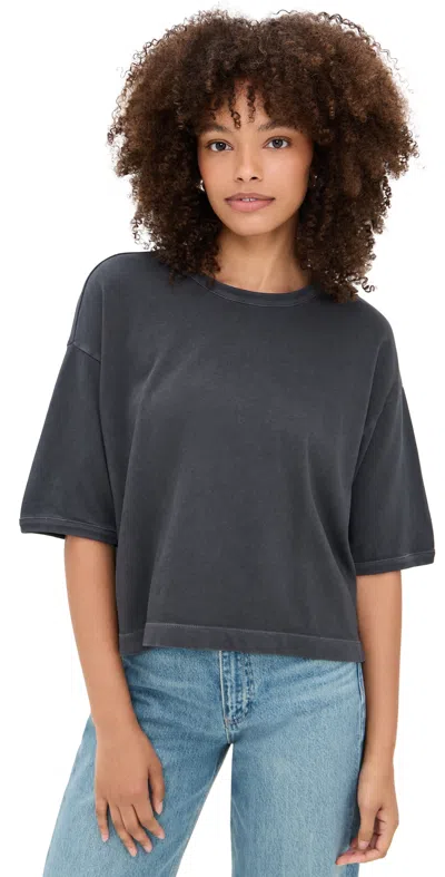 Madewell Esther Side Slit Tee Black Coal