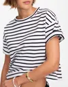 Madewell Stripe Perfect Cotton Crewneck Top In White