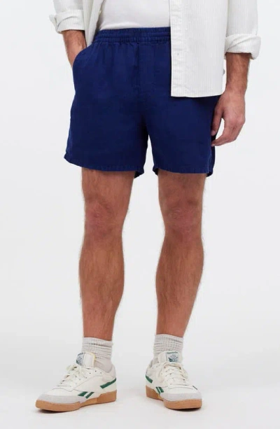 Madewell Everywear Linen Twill Shorts In Dark Blue Wash