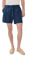 Madewell Everywear Shorts In Stripe Indigo Canvas Indigo In Blue