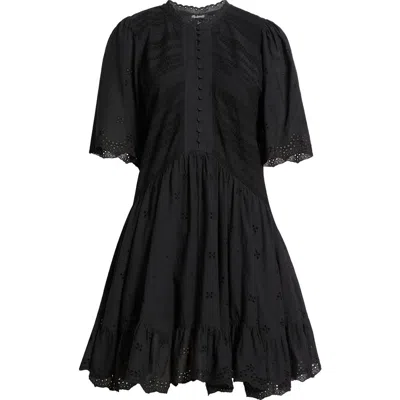 Madewell Eyelet Flutter Sleeve Cotton Minidress