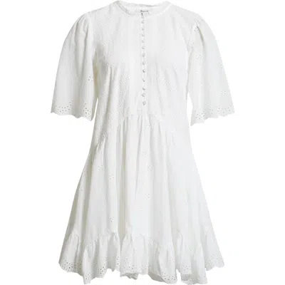 Madewell Eyelet Flutter Sleeve Cotton Minidress In White