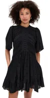 Madewell Eyelet Flutter Sleeve Mini Dress True Black