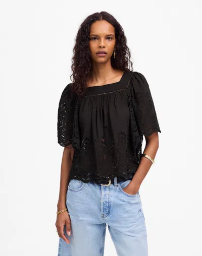 Madewell Eyelet Flutter-sleeve Top