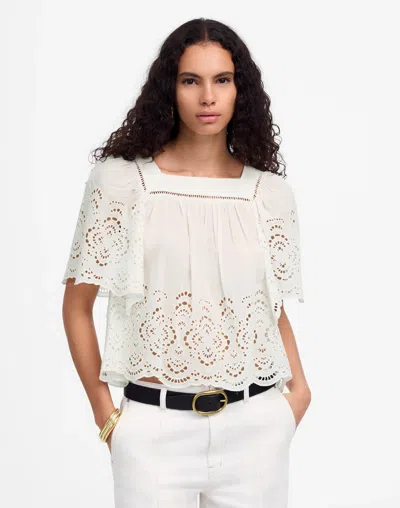 Madewell Eyelet Flutter-sleeve Top