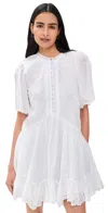 Madewell Eyelet Flutter Sleeve Cotton Minidress In White