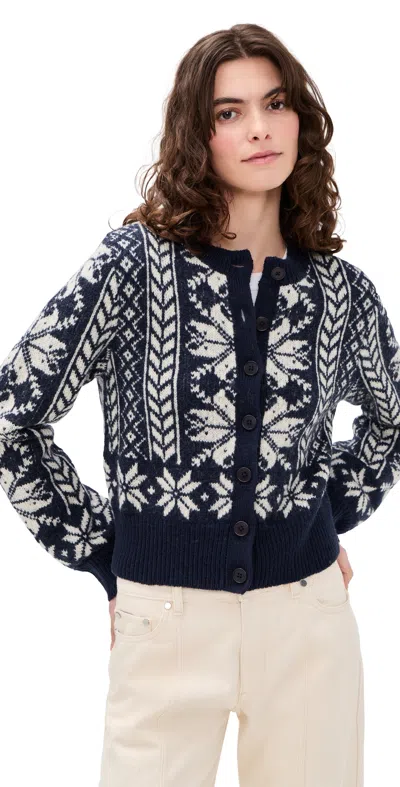 Madewell Fair Isle Wool Cardigan Jacket In Black