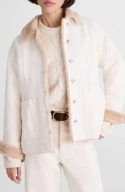 Madewell Faux Shearling Lined Denim Jacket In Neutral