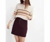 Madewell Fireside Wool Blend Retro Style Mini Skirt In Burgundy In White