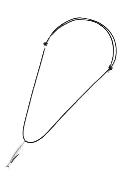 Madewell Fish Pendant Cord Necklace In Black
