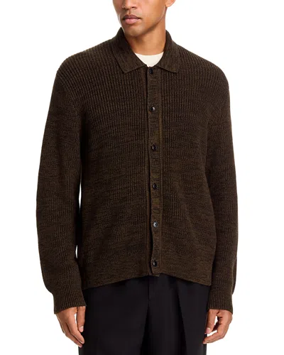 Madewell Fisherman Marl Point Collar Cotton Sweater In Brown