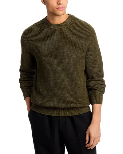 Madewell Marled Cotton Shaker Stitch Crewneck Sweater In Green