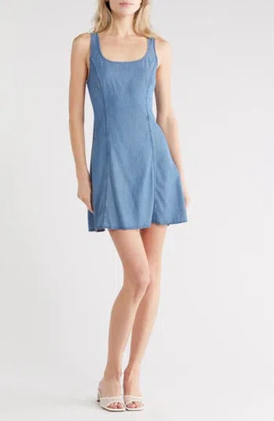 Madewell Fit & Flare Denim Dress In Blue