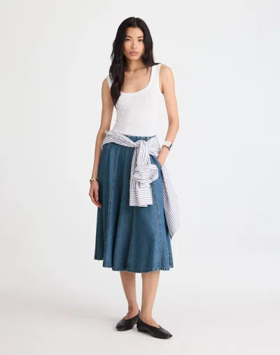 Madewell Flared Denim Midi Skirt: Airy Denim Edition
