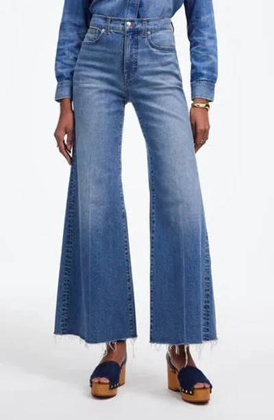 Madewell Flared Wide Leg Crop Jeans In Blue