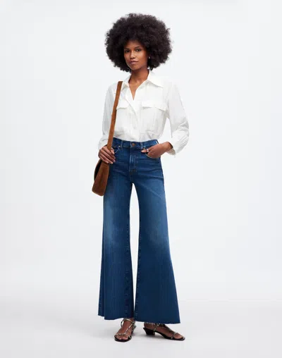 Madewell Flared Wide-leg Crop Jeans In Pelion Wash